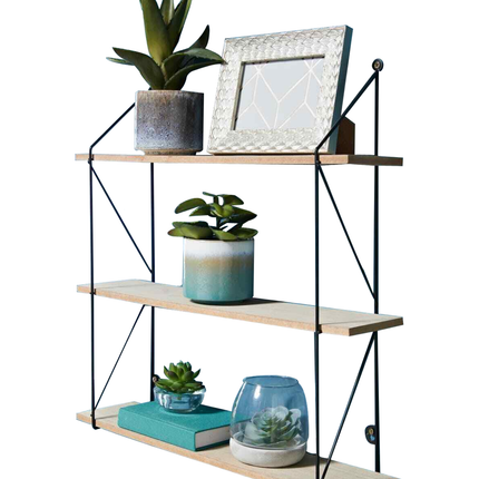 3 Tier Floating Shelf Wall Shelves for Bedroom - Black