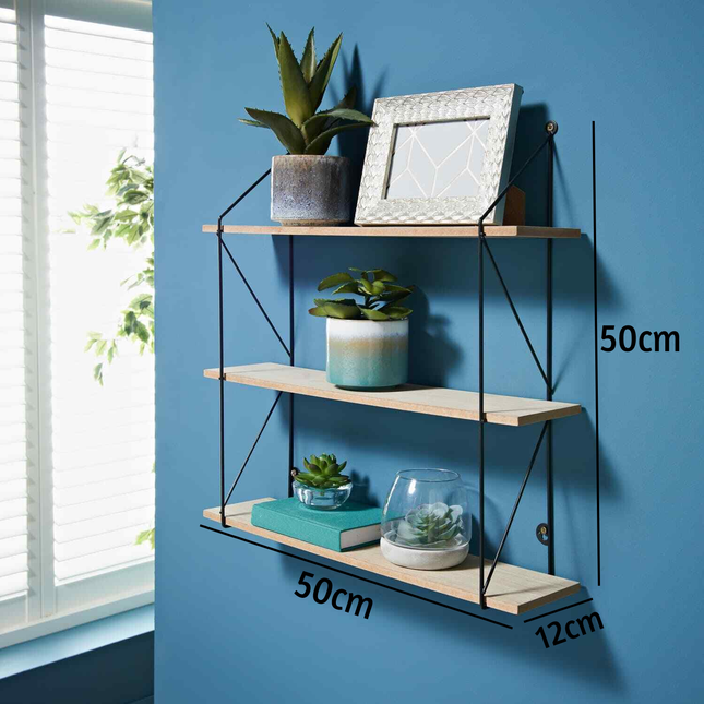 3 Tier Floating Shelf Wall Shelves for Bedroom - Black