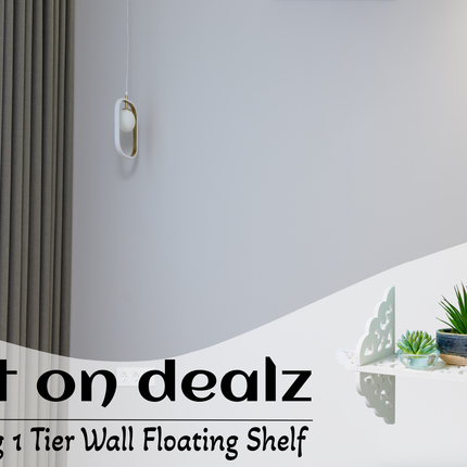 Floating Wall Mounted Shelf 1 Tier - White