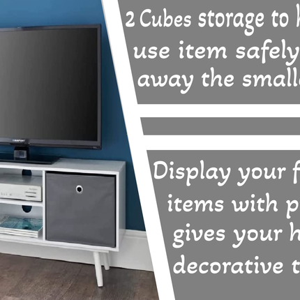 TV Unit Wide 2 Baskets Cabinet for Living Room - White