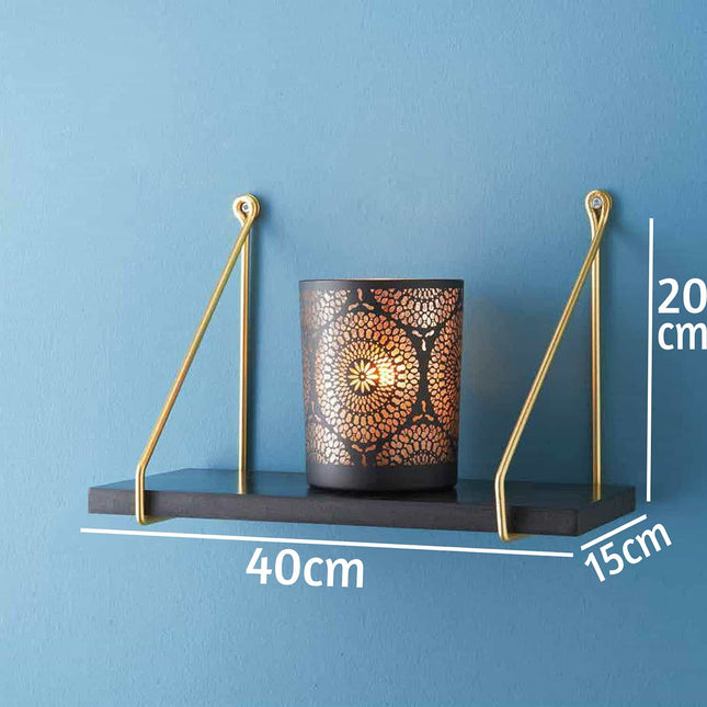 Floating Shelf 40cm Wall Shelves for Living Room - Black