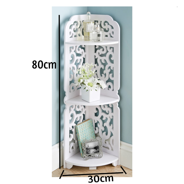 3 Tier Corner Shelf Unit Bookshelf Bedroom Furniture - White