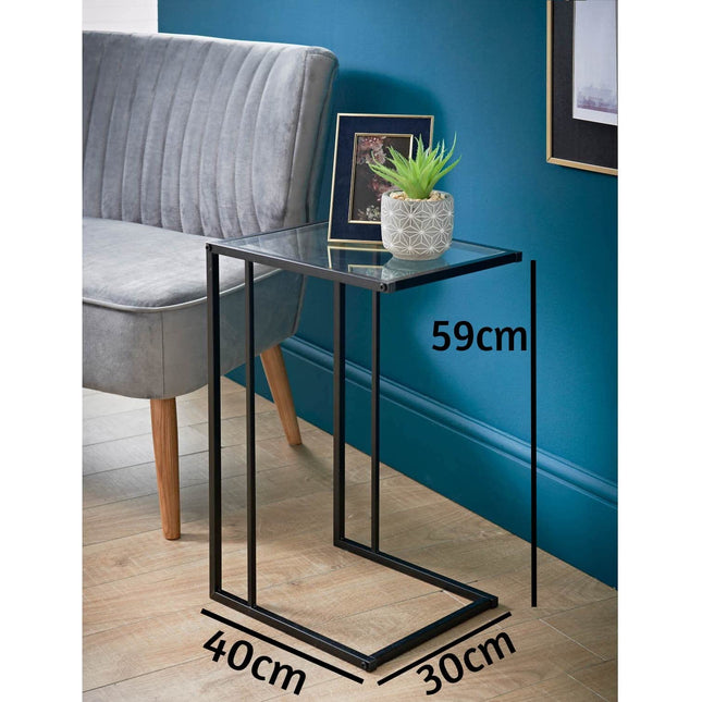 C Shaped Sofa Side Table Laptop Desk - Black