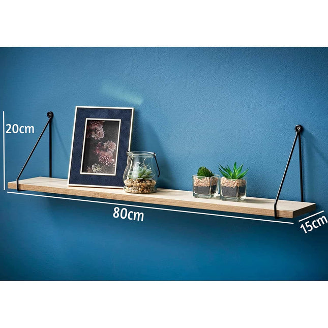 Floating Shelf 80cm Wall Shelves for Living Room - Oak