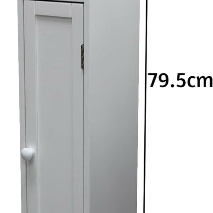 Wooden Toilet Roll Holder Bathroom Cabinet Free Standing - White