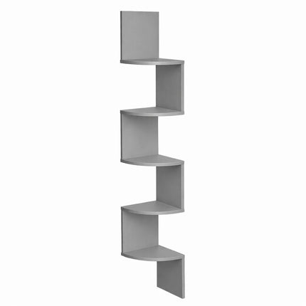 Lucca 5 Tier Wall Mounted Corner Shelf - Grey