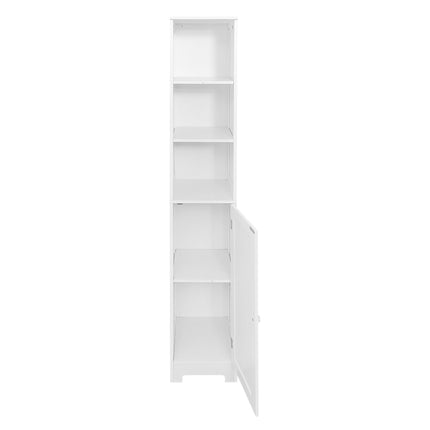 Bathroom Storage Cabinet Tallboy Narrow Cupboard - White