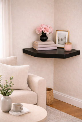 Floating Wall Corner Shelf - Black