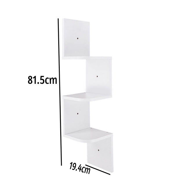 3 Tier Corner Shelves Wall Floating Shelf - White