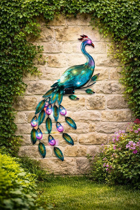 LED Solar Peacock Wall Light