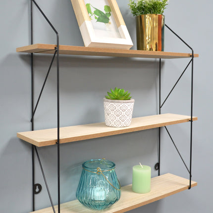 3 Tier Floating Shelf Wall Shelves for Bedroom - Black