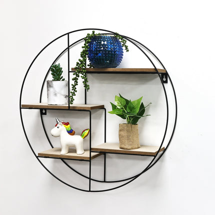 Round Floating Shelf 4 Shelves Wall Mounted - Black