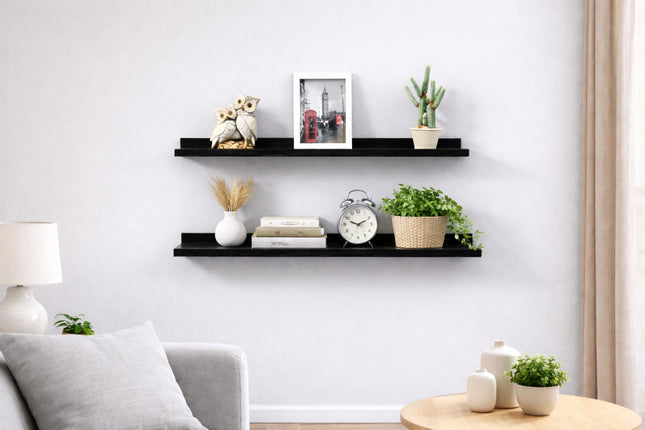 80cm Wide Photo Shelf - Black