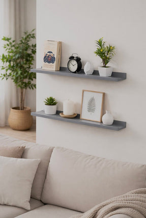 Set of 2 Floating Wall Mounted Shelf 80cm - Grey
