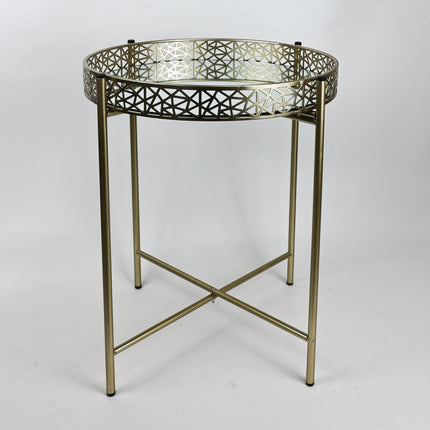 Tray Table With Mirror - Gold