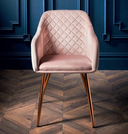 Accent Chair Velvet Dining Chairs Side Armchair Living Room - Blush