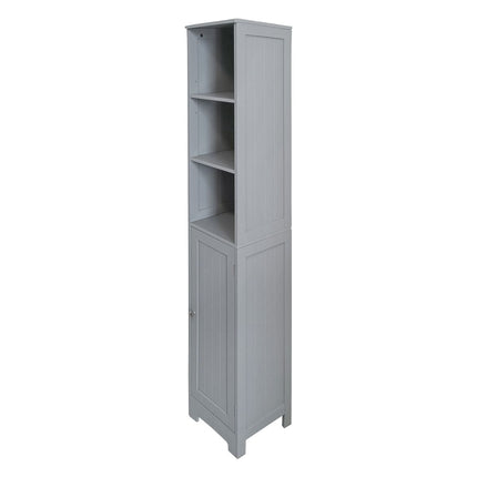Bathroom Storage Cabinet Tallboy Narrow Cupboard - Grey