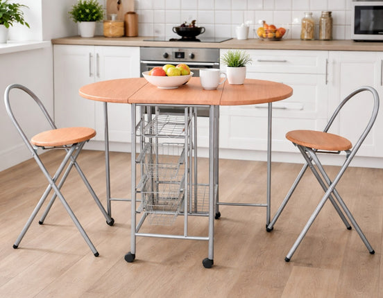 Folding Dining Table and Chairs Space Saving - Oak