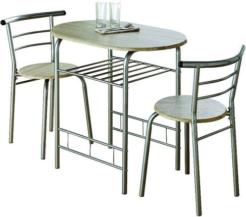 Small Dining Table and 2 Chairs Set Kitchen - Oak