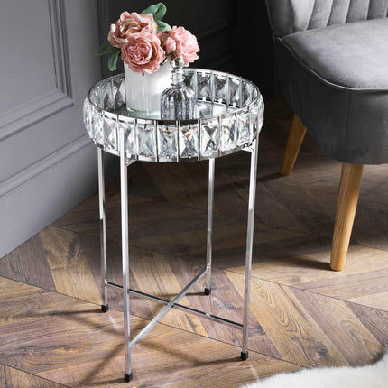 Silver Crystal Mirrored Coffee Tables Round