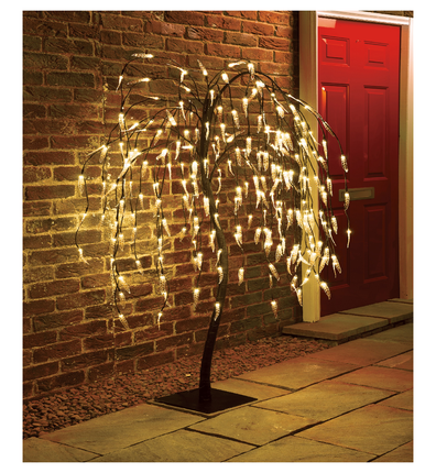 5 FT Weeping Willow Tree Outdoor Christmas Decorations 240 Warm white LED Tree