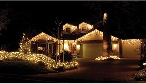 360 LED 8 Functions Icicle Outdoor Christmas Lights Warm White Colour