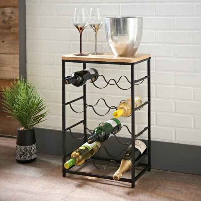 4 Tier Wine Racks Free Standing Bottle Stand - Black