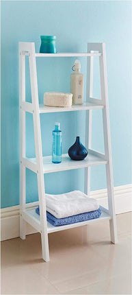 4 Tier Ladder Shelf Shelving Unit white Shelves- Wooden
