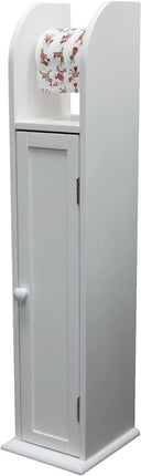 Wooden Toilet Roll Holder Bathroom Cabinet Free Standing - White