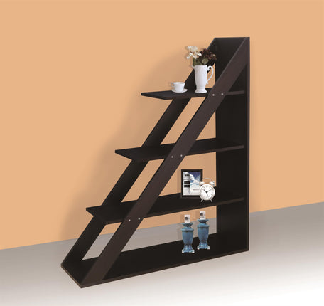 Walnut Ladder Style Bookcase 4 Tier Display Unit