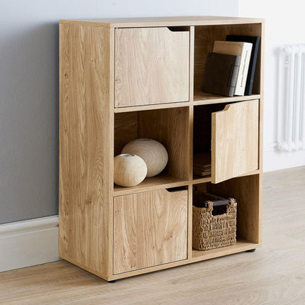 6 Cube 3 Door Bookcase - Oak