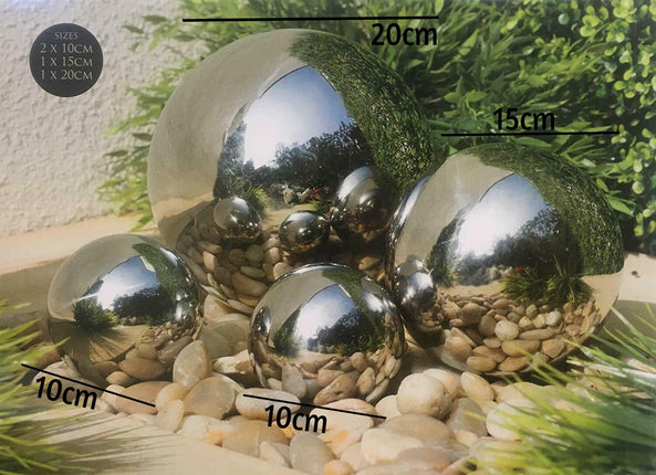 Stainless Steel 4pc Gazing Balls Garden Decoration