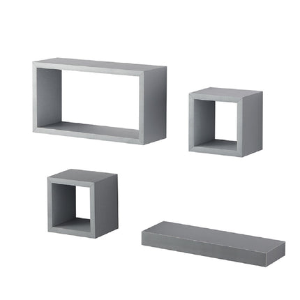 Set Of 4 Floating Shelf/Shelves White, Black, Grey, Oak Wall Mounted Decoration