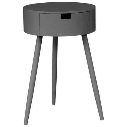 Round Console Table with 1 Drawer Grey