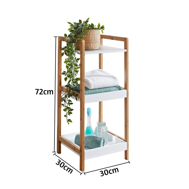 3 Tier Shelving Unit Narrow Bookcase Free Standing - White