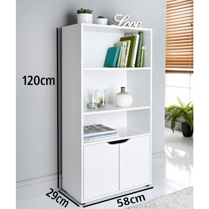 3 Shelves Cube Storage Shelving Unit 2 Doors Living Room - White