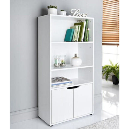 3 Shelves Cube Storage Shelving Unit 2 Doors Living Room - White