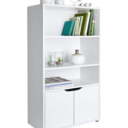 3 Shelves Cube Storage Shelving Unit 2 Doors Living Room - White