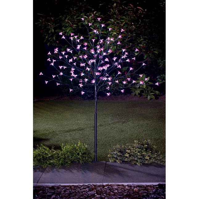 4FT Cherry Blossom Tree Outdoor Christmas Decorations 128 Pink LED Tree
