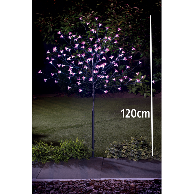4FT Cherry Blossom Tree 128 Pink LED Lights Outdoor Christmas Decoration