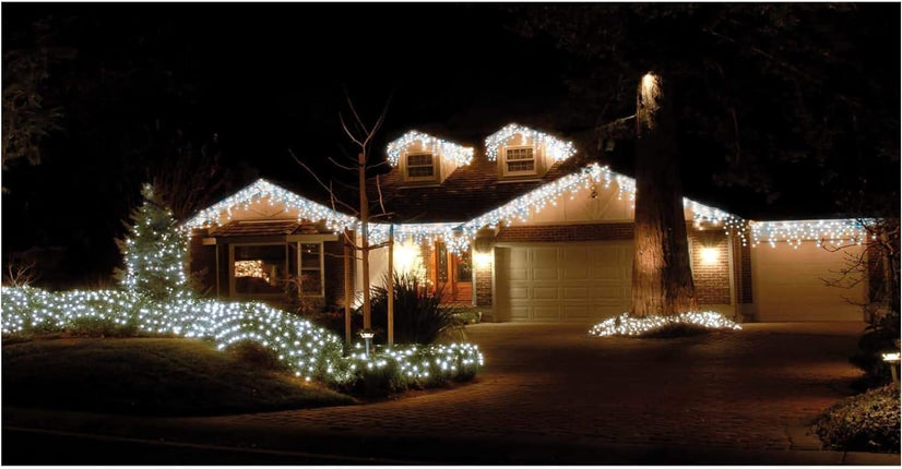 240 LED 8 Functions Icicle Outdoor Christmas Lights White Colour