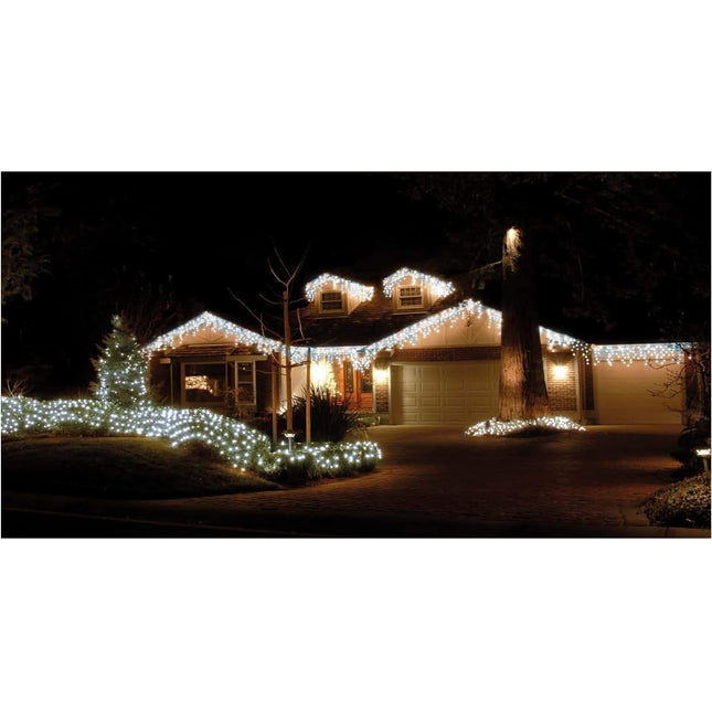 240 LED 8 Functions Icicle Outdoor Christmas Lights White Colour