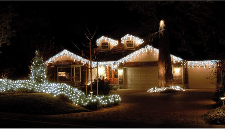 360 LED 8 Functions Icicle Outdoor Christmas Lights Cool White Colour