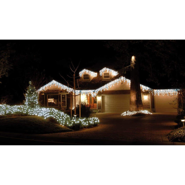 360 LED 8 Functions Icicle Outdoor Christmas Lights Cool White Colour