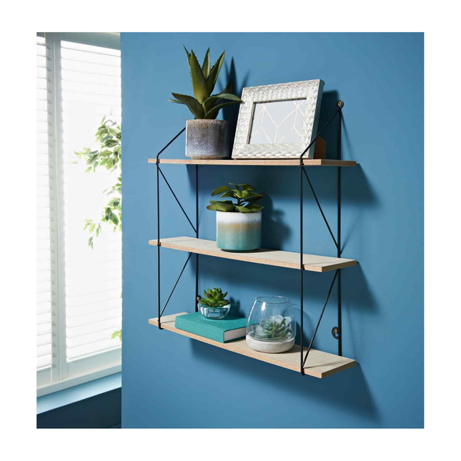 3 Tier Floating Shelf Wall Shelves for Bedroom - Black