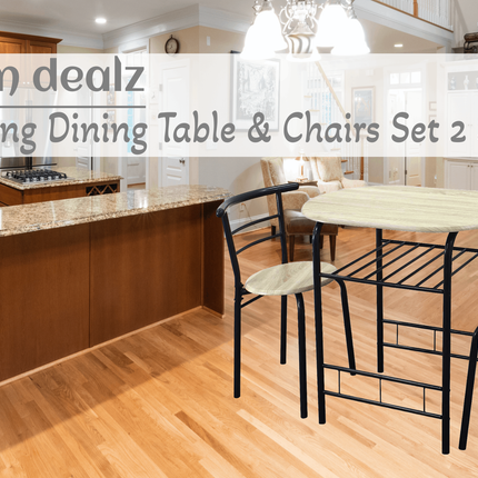 Small Dining Table and 2 Chairs Set Kitchen - Oak