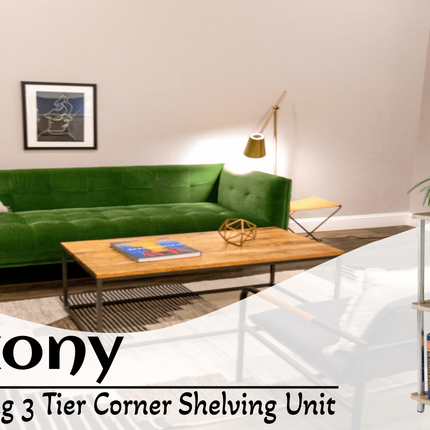3 Tier Corner Shelf Unit Living Room Furniture - Oak