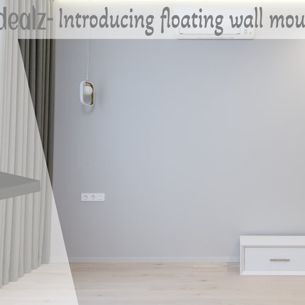 Floating Wall Mounted High Gloss Shelf - Grey
