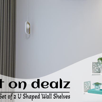 Set of 2 Floating Wall Mounted Shelves U Shape - Grey