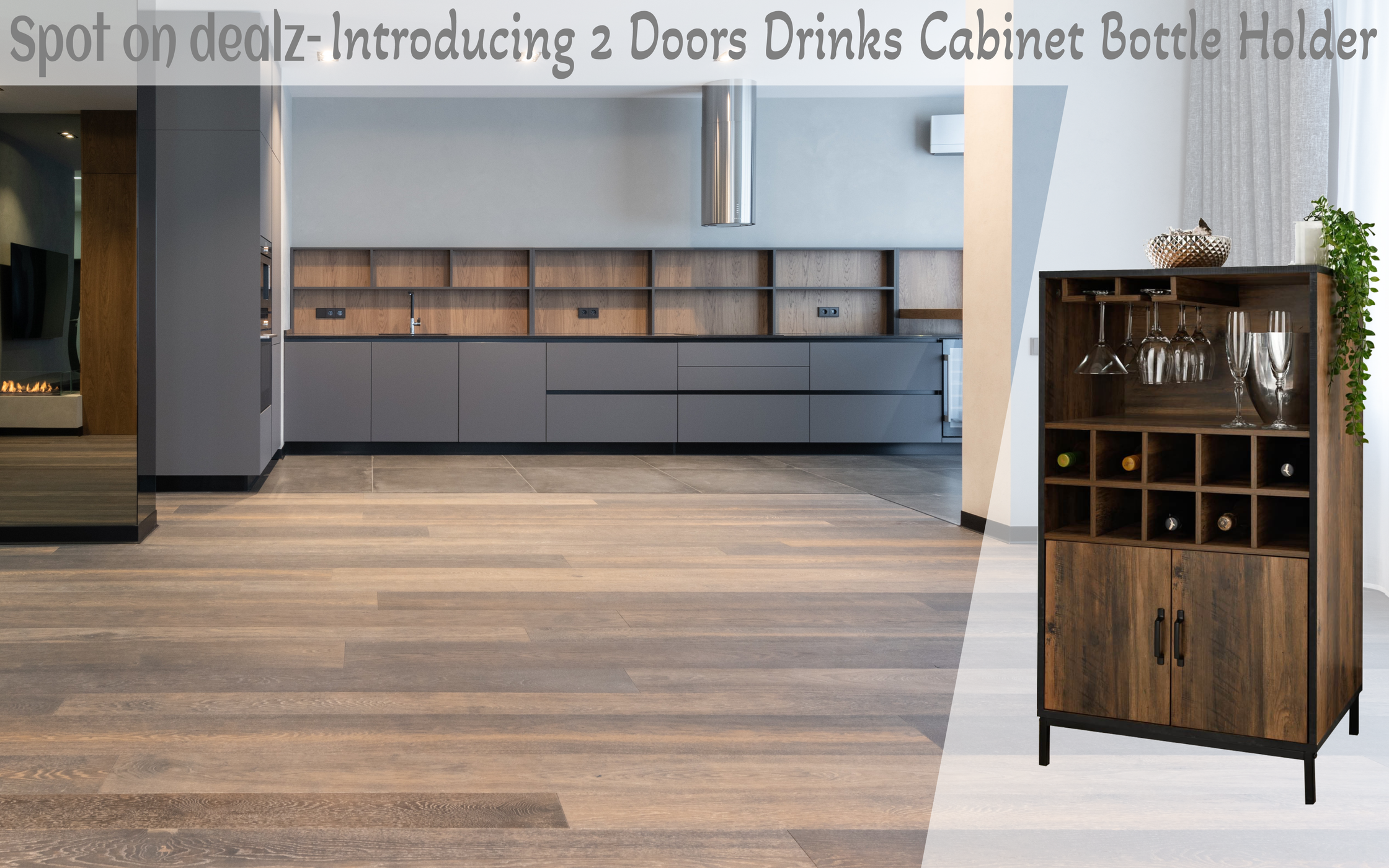 Drinks Cabinet Unit Wine Racks Bottle Holder - Rustic
